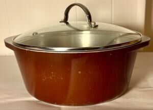 Vintage 1960s Club Cast Aluminum Dutch Oven Fudge Brown 4 QT w/ Replacement Lid